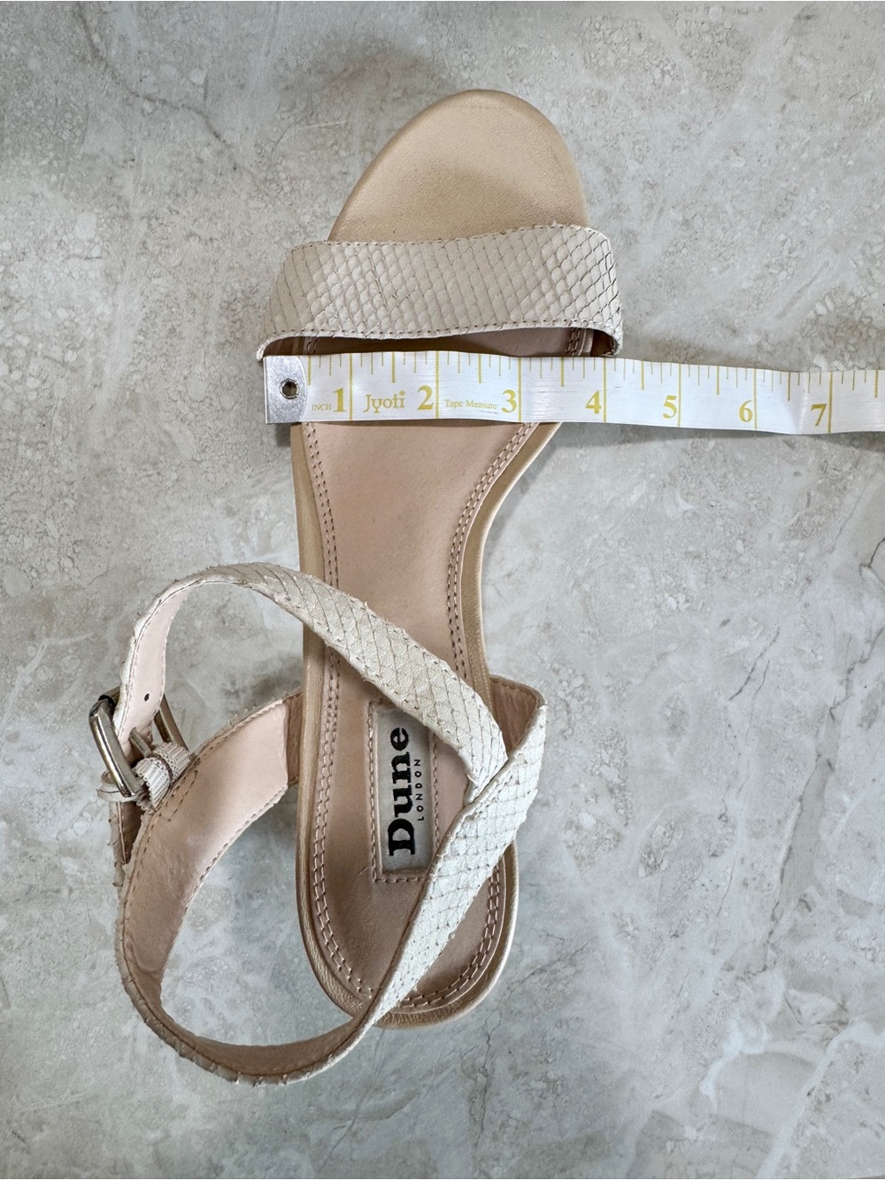 Dune London Crystal Block Nude Heel Leather Sandal Size 9 - Quiet Luxury - Picture 13 of 17
